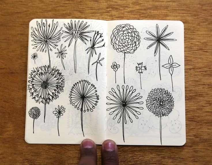 JItesh Patel Illustration Moleskine Sketch DrawingFlowers 3