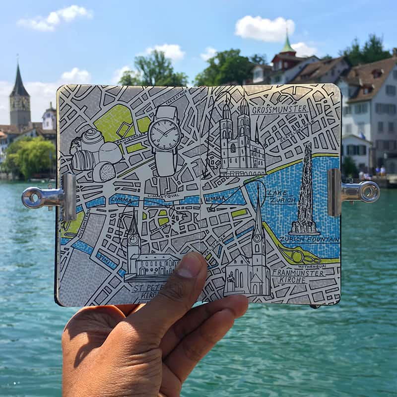 Moleskine City Map Drawings illustration Jitesh Patel