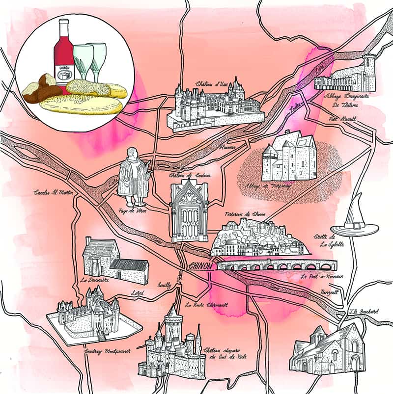 Wine Region Map of Chinon France, Gallimard’s travel guides are known ...