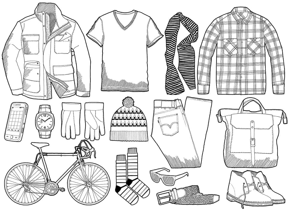 Mens clothing Grid Drawings Custom Illustration and